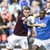 Rangers' Glen Kamara holds off Hearts' Lawrence Shankland in what may have been his last appearance at Ibrox. (Photo by Rob Casey / SNS Group)