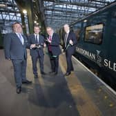 Michael Matheson, second left, with Caledonian Sleeper managing director Ryan Flaherty, then Scottish Secretary David Mundell and then Serco UK chief executive Kevin Craven at the launch of the new fleet last year