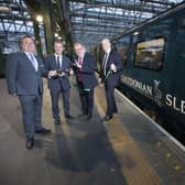Michael Matheson, second left, with Caledonian Sleeper managing director Ryan Flaherty, then Scottish Secretary David Mundell and then Serco UK chief executive Kevin Craven at the launch of the new fleet last year
