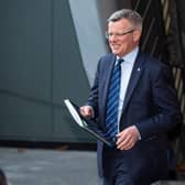 Rangers managing director Stewart Robertson pictured leaving the Ibrox club's annual general meeting at the Clyde Auditorium in Glasgow on Tuesday. (Photo by Ross MacDonald / SNS Group)