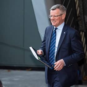 Rangers managing director Stewart Robertson pictured leaving the Ibrox club's annual general meeting at the Clyde Auditorium in Glasgow on Tuesday. (Photo by Ross MacDonald / SNS Group)