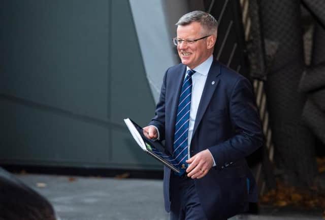 Rangers managing director Stewart Robertson pictured leaving the Ibrox club's annual general meeting at the Clyde Auditorium in Glasgow on Tuesday. (Photo by Ross MacDonald / SNS Group)