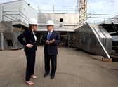 Nicola Sturgeon visits the Ferguson Marine shipyard in 2015 with the then owner Jim McColl (Picture: Andrew Milligan/PA)