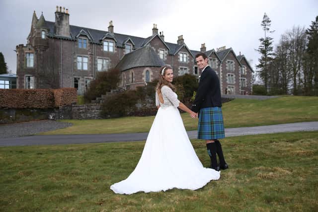 Kim and Andy at Cromlix on their wedding day