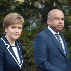 First Minister Nicola Sturgeon with Sanjeev Gupta, the head of the Liberty Group which owns the Lochaber smelter. Picture: PA