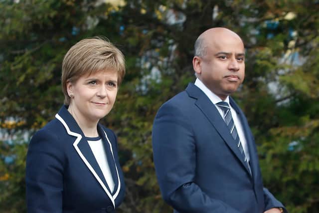First Minister Nicola Sturgeon with Sanjeev Gupta, the head of the Liberty Group which owns the Lochaber smelter. Picture: PA