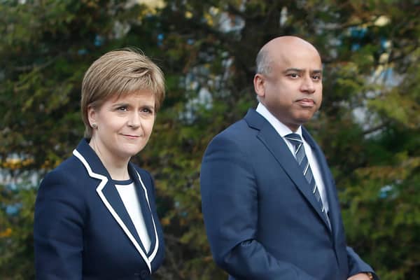 First Minister Nicola Sturgeon with Sanjeev Gupta, the head of the Liberty Group which owns the Lochaber smelter. Picture: PA