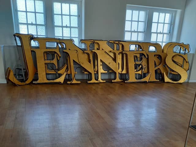A picture of the letters after they were removed from the Jenners building on Thursday.