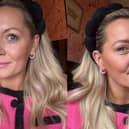 Sophie McGown, a Scottish fashion and jewellery entrepreneur wearing the 'Catherine' earrings