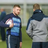 Finn Russell speaks with Chris Paterson during a Scotland training session. (Picture: SNS Group / Bruce White)