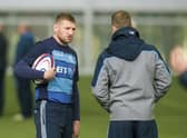 Finn Russell speaks with Chris Paterson during a Scotland training session. (Picture: SNS Group / Bruce White)