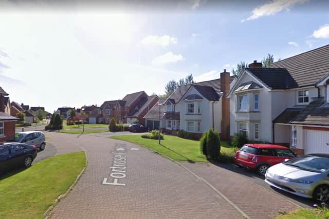 Fortrose Gardens, Strathaven, where Conservative councillor Graeme Campbell's property was targeted in what police have called a suspicious attack.
