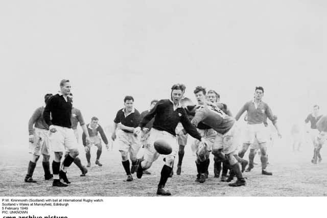 Scotland's Peter Kininmonth dropped from way out against Wales in 1951.