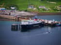 The MV Hebrides ferry in port at Lochmaddy