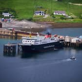The MV Hebrides ferry in port at Lochmaddy