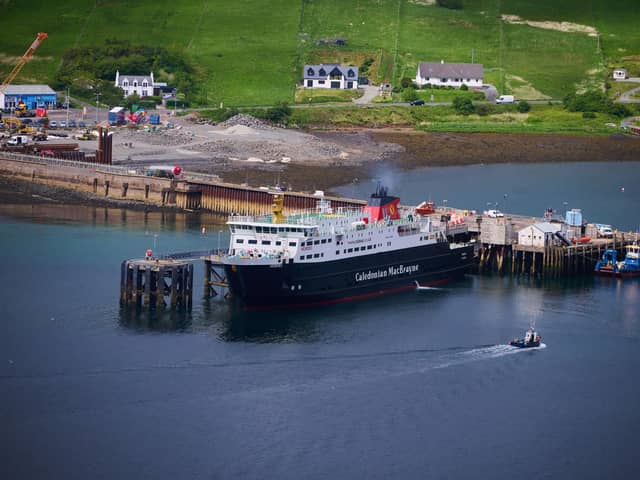 The MV Hebrides ferry in port at Lochmaddy