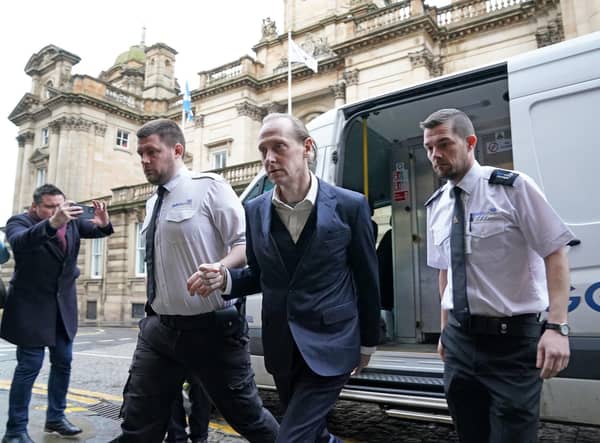 Andrew Innes arriving at Edinburgh High Court