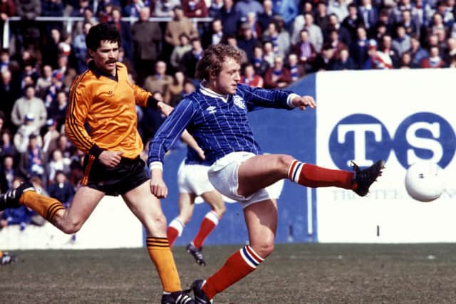 Not letting Robert Prytz of Rangers out of his sight in a Tannadice victory in 1982