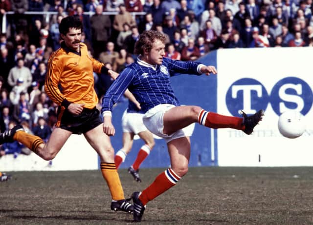 Not letting Robert Prytz of Rangers out of his sight in a Tannadice victory in 1982