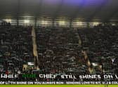 Hibs fans belt out "Sunshine on Leith" in memory of Ron Gordon.