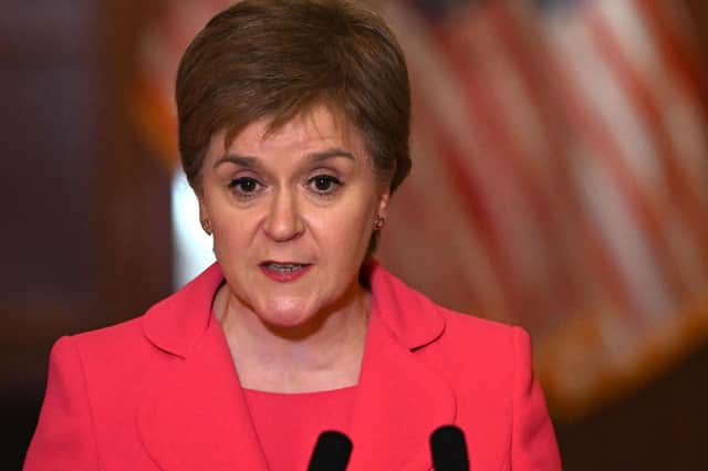 First Minister of Scotland Nicola Sturgeon at a press conference on Capitol Hill in Washington DC on May 16. (Photo: Pedro Ugarte/Getty Images)