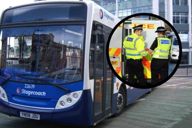 Man arrested after committing theft on a bus and then staying on board.
