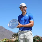 Garrick Higgo poses with the trophy after winning the Canary Islands Championship at Golf Costa Adeje in Tenerife. Picture: Andrew Redington/Getty Images.