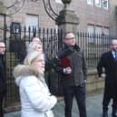 Parliamentary Under Secretary of State for Scotland, Minister John Lamont outside Arbuthnot House in Peterhead.