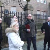 Parliamentary Under Secretary of State for Scotland, Minister John Lamont outside Arbuthnot House in Peterhead.