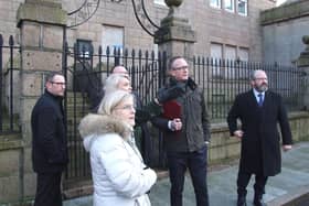 Parliamentary Under Secretary of State for Scotland, Minister John Lamont outside Arbuthnot House in Peterhead.