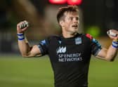 George Horne celebrates Glasgow Warriors' 52-24 win over Cardiff on their long-awaited return to Scotstoun. (Photo by Ross Parker / SNS Group)