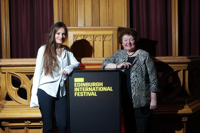 Edinburgh International Festival director Nicola Benedetti was interviewed by The Scotsman critic and commentator Joyce McMillan at The Hub. Picture: Scott Louden