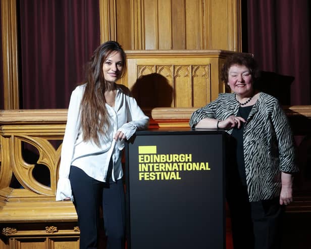 Edinburgh International Festival director Nicola Benedetti was interviewed by The Scotsman critic and commentator Joyce McMillan at The Hub. Picture: Scott Louden