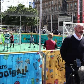 Scotland manager Steve Clarke speaks to the press after announcing his Scotland squad for the upcoming Euro 2024 qualifiers during a McDonald's Football Festival Event at George Square, Glasgow. It was part of the SFA's Week of Football celebration to mark the association's 150th anniversary (Photo by Ross MacDonald / SNS Group)