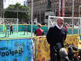 Scotland manager Steve Clarke speaks to the press after announcing his Scotland squad for the upcoming Euro 2024 qualifiers during a McDonald's Football Festival Event at George Square, Glasgow. It was part of the SFA's Week of Football celebration to mark the association's 150th anniversary (Photo by Ross MacDonald / SNS Group)