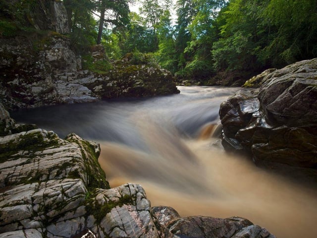 The River Findhorn stretches for around 62 miles from where it rises in the Coignafearn Forest to where it flows into the Moray Firth. The river is one of the best in the country for for white water kayaking.