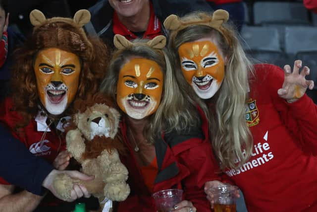 Lions fans at Eden Park during the 2017 tour.