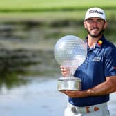 Max Homa shows off the trophy after winning the Nedbank Golf Challenge at Gary Player CC in Sun City, South Africa. Picture: Richard Heathcote/Getty Images.