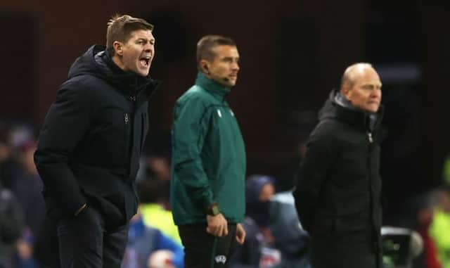 Rangers manager Steven Gerrard (left) has predicted that the Brondby side coached by Niels Frederiksen (right) will 'come for' the Scottish champions in Denmark on Thursday.  (Photo by Craig Williamson / SNS Group)