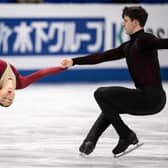 UK's Anastasia Vaipan-Law and Luke Digby compete during the pairs free skate at the World Figure Skating Championships in Japan.