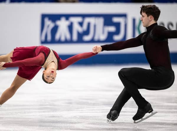 UK's Anastasia Vaipan-Law and Luke Digby compete during the pairs free skate at the World Figure Skating Championships in Japan.
