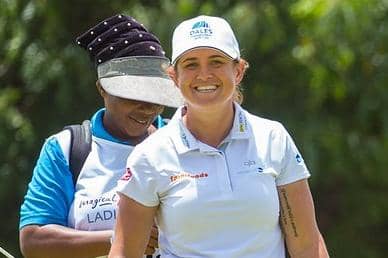 Michele Thomson was feellng much happier about her game after a promising start in the Women's NSW Open. Picture: Tristan Jones/LET