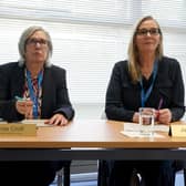 Amanda Croft, interim chief executive of NHS Forth Valley, and Janie McCusker, chair of NHS Forth Valley, ahead of the the public session. Picture: Andrew Milligan/PA Wire