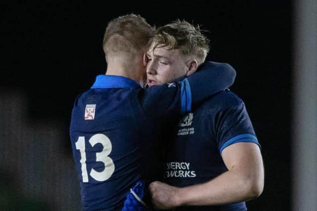 Scotland's Duncan Munn and Liam McConnell at full time during last week's defeat by England.