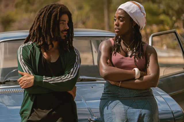 Kingsley Ben-Adir and Lashana Lynch as Bob and Rita Marley