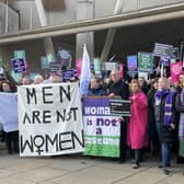 A protest outside the Scottish Parliament by campaigners concerned about its transgender legislation (Picture: Rebecca McCurdy/PA)