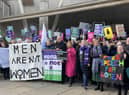 A protest outside the Scottish Parliament by campaigners concerned about its transgender legislation (Picture: Rebecca McCurdy/PA)
