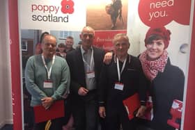 Matt Fyfe with former Legion Scotland CEO Kevin Gray and volunteer Alistair Black.