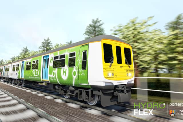 A Hydroflex train first carried passengers at the RAIL Live trade show in 2019. Picture: Network Rail
