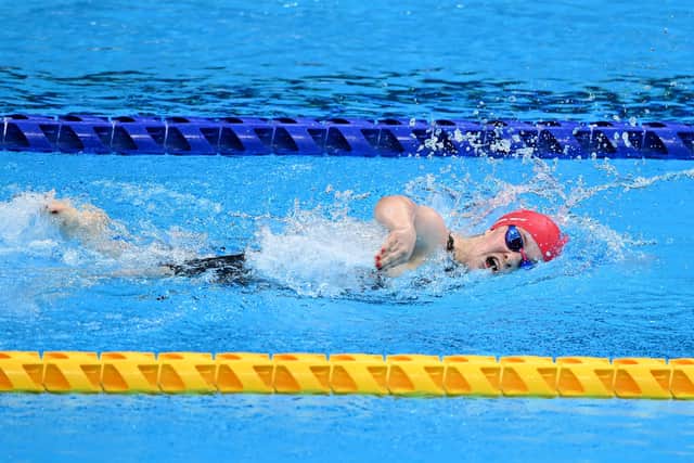 Maisie Summers-Newton on the way to winning gold in the Women's 200m Individual Medley - SM6 final. (Photo by Alex Davidson/Getty Images for International Paralympic Committee)